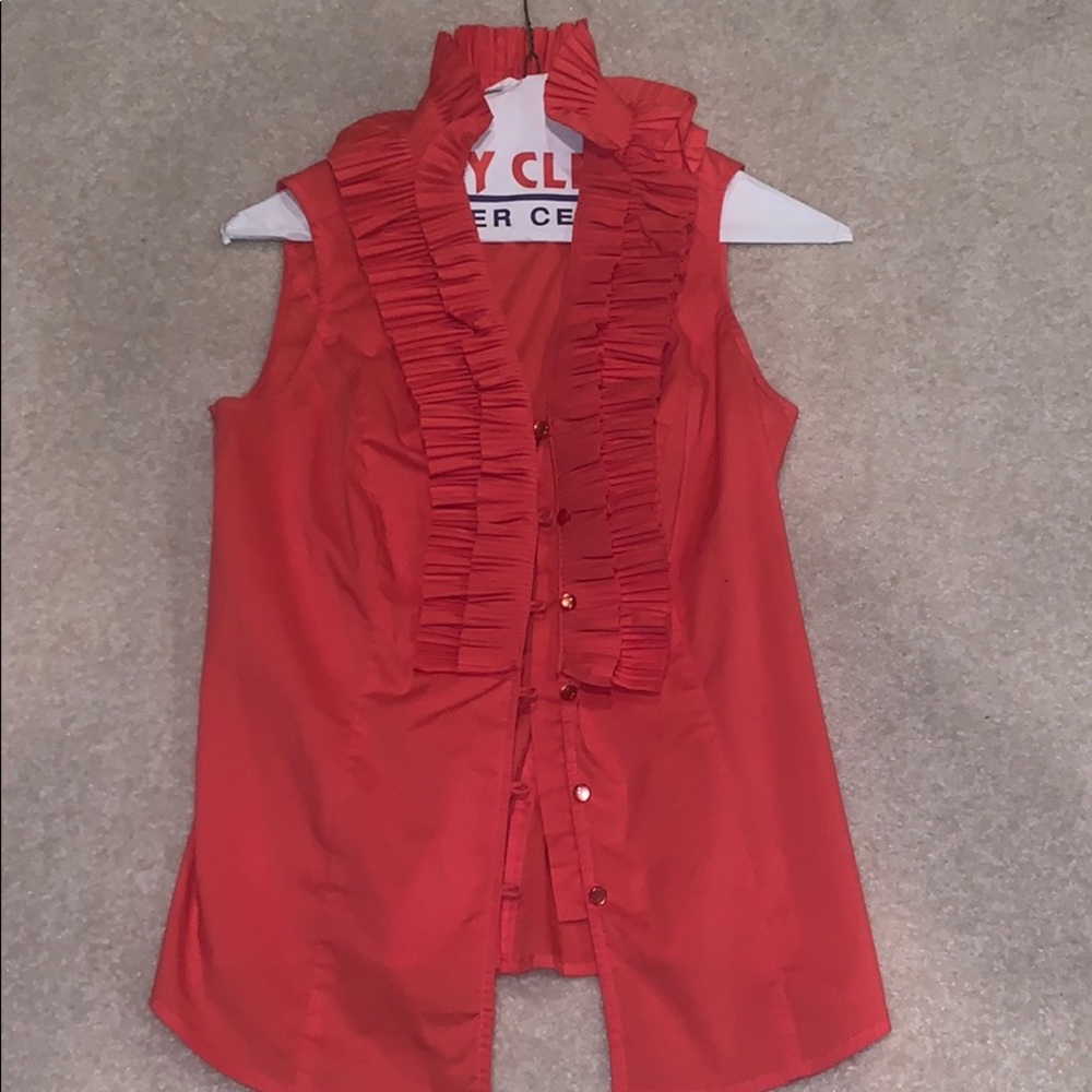 Katherine Barlay Bright Orange Sleeveless Blouse